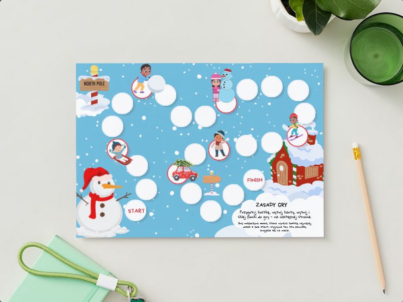 Gra planszowa do druku zima Gra planszowa do druku zima