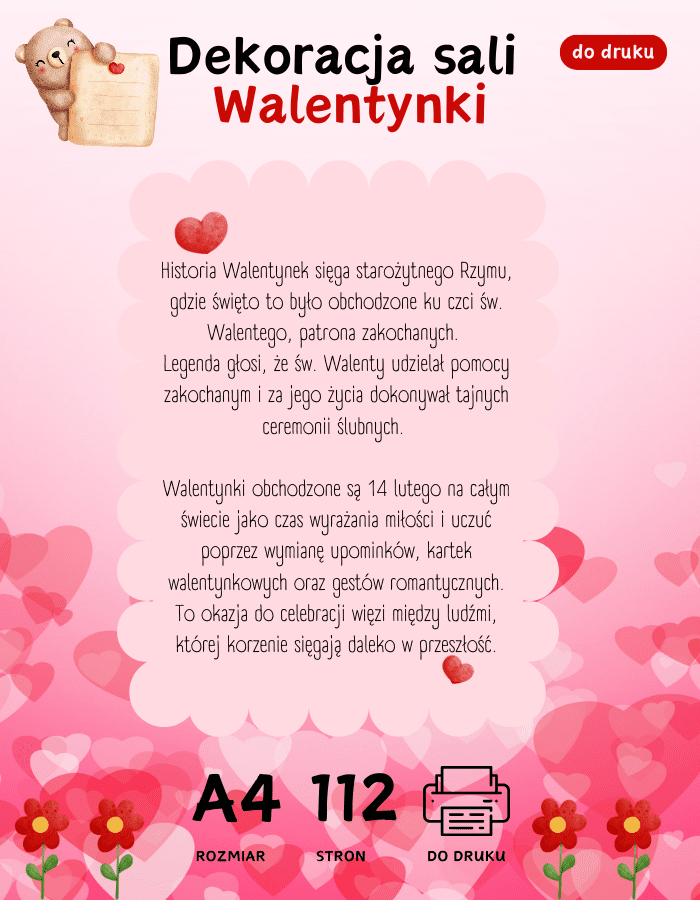 Dekoracja sali Walentynki - gazetka Dekoracja sali Walentynki