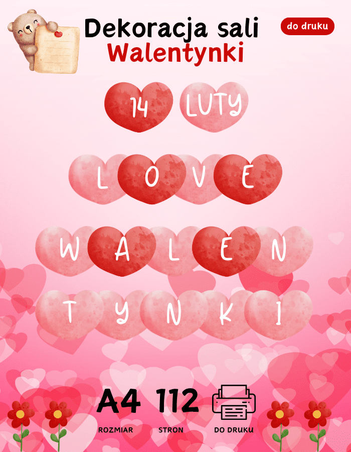 Dekoracja sali Walentynki - gazetka Dekoracja sali Walentynki