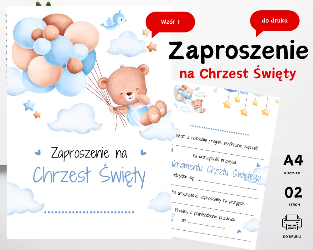 Zaproszenie na Chrzest Święty Wzór 1