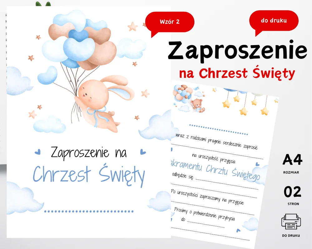 Zaproszenie na Chrzest Święty Wzór 2