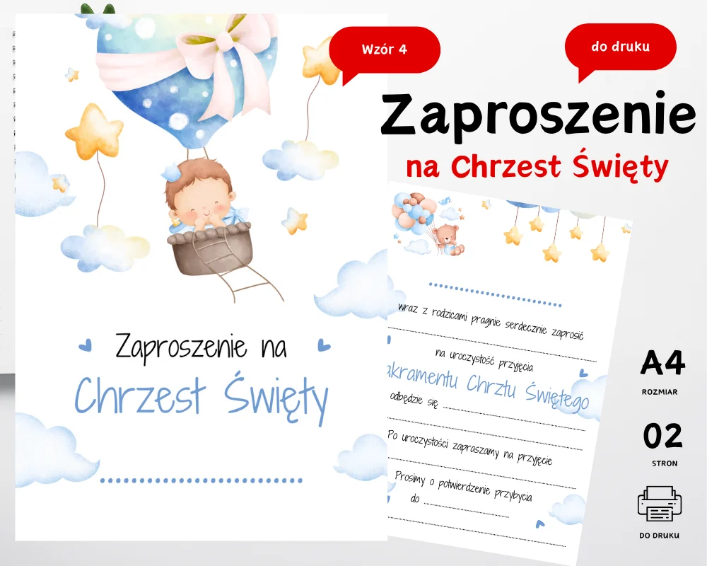 Zaproszenie na Chrzest Święty Wzór 4