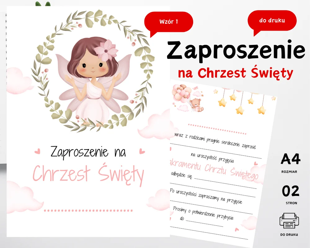 Zaproszenie na Chrzest Święty Wzór 1