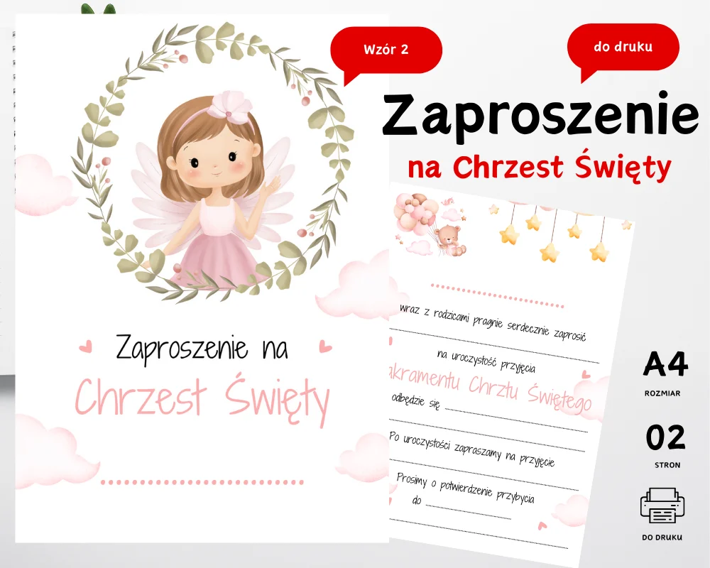 Zaproszenie na Chrzest Święty Wzór 2