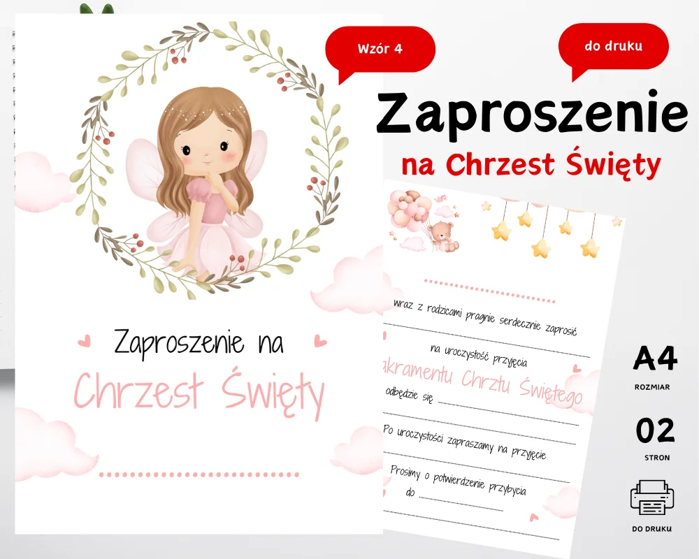 Zaproszenie na Chrzest Święty Wzór 4