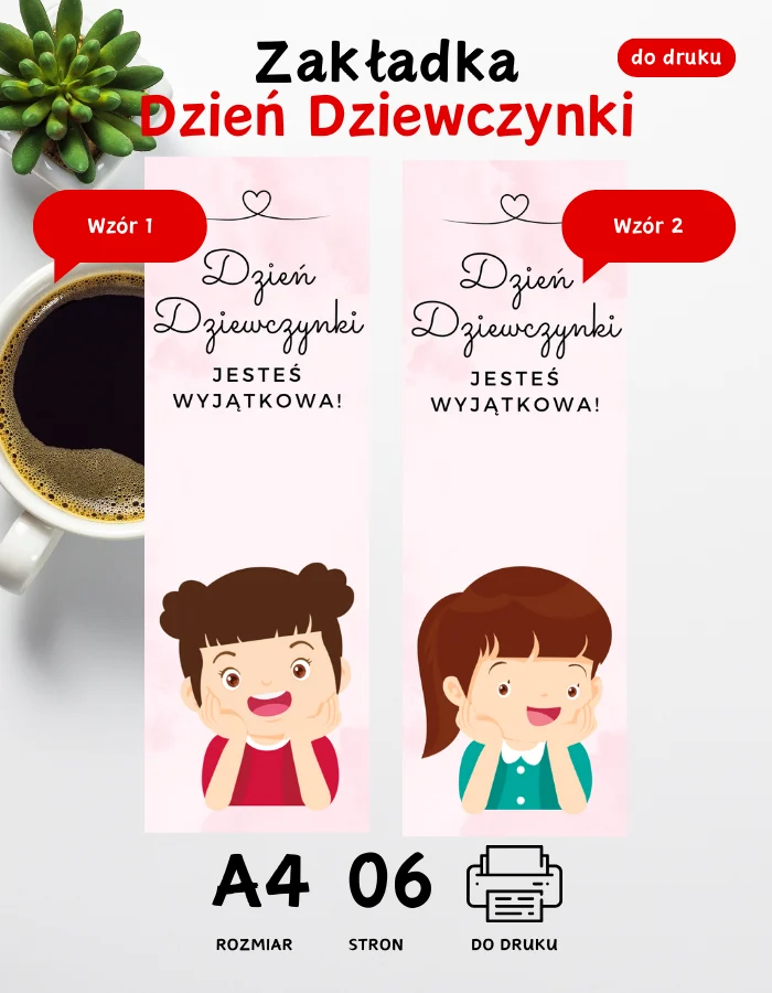 Zakładka na cukierki Dzień Dziewczynki - 8 wzorów Zakładka na cukierki Dzień Dziewczynki