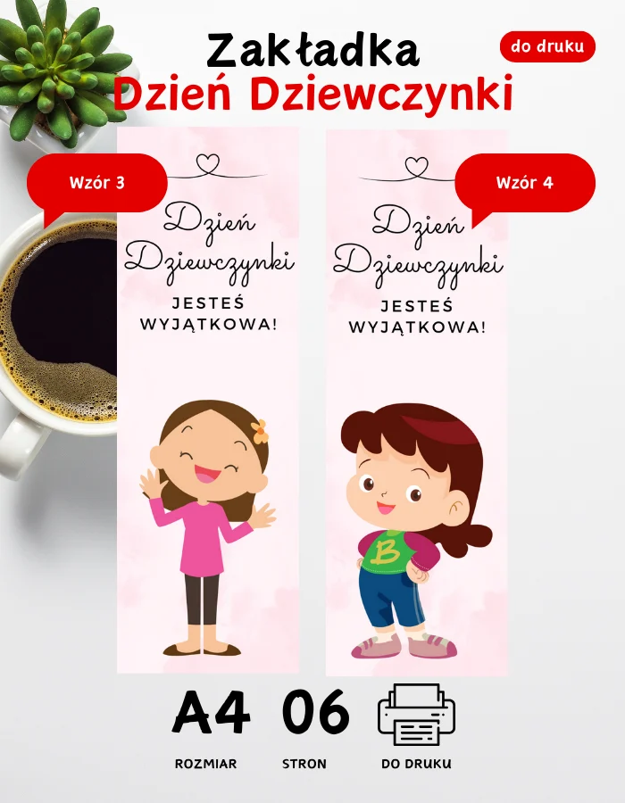 Zakładka na cukierki Dzień Dziewczynki - 8 wzorów Zakładka na cukierki Dzień Dziewczynki