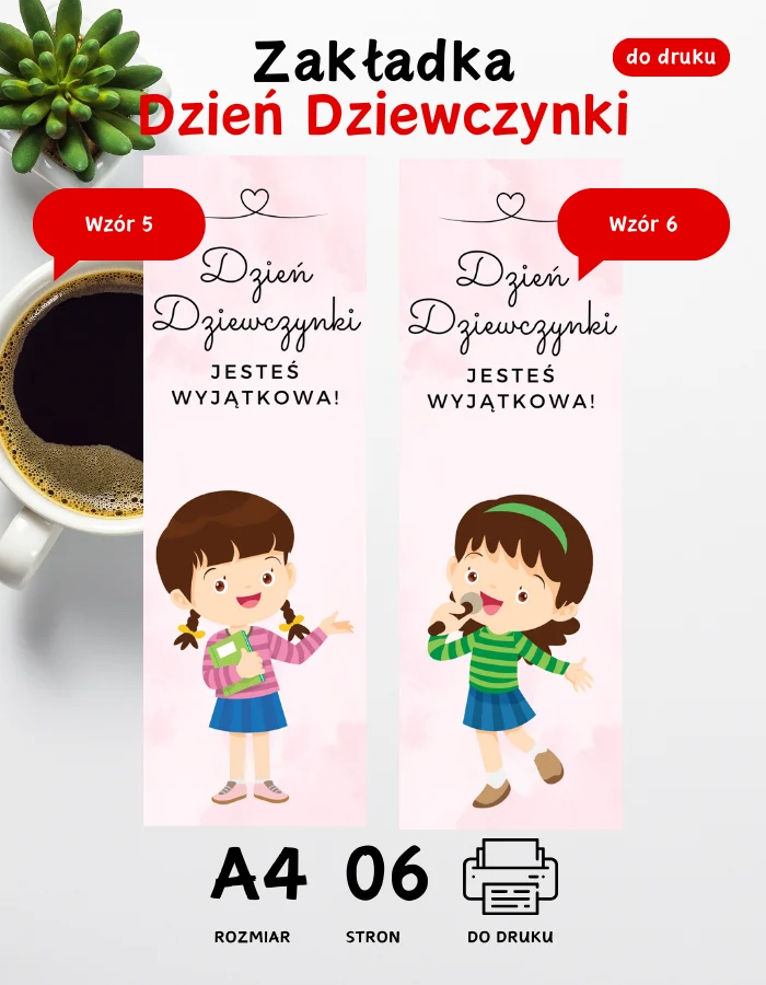 Zakładka na cukierki Dzień Dziewczynki - 8 wzorów Zakładka na cukierki Dzień Dziewczynki