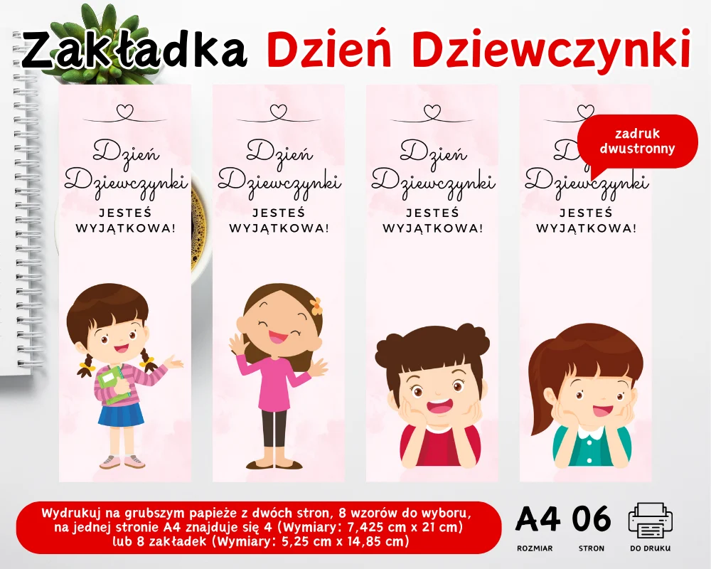 Zakładka na cukierki Dzień Dziewczynki - 8 wzorów Zakładka na cukierki Dzień Dziewczynki
