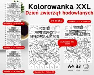 Kolorowanka XXL Dzień zwierząt hodowlanych
