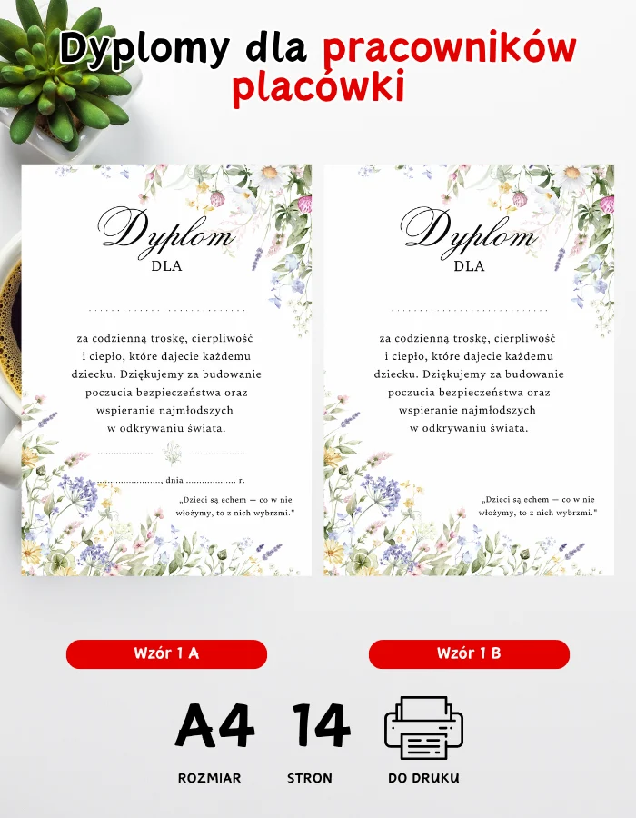 Dyplomy dla pracowników placówki Dyplomy dla pracowników placówki