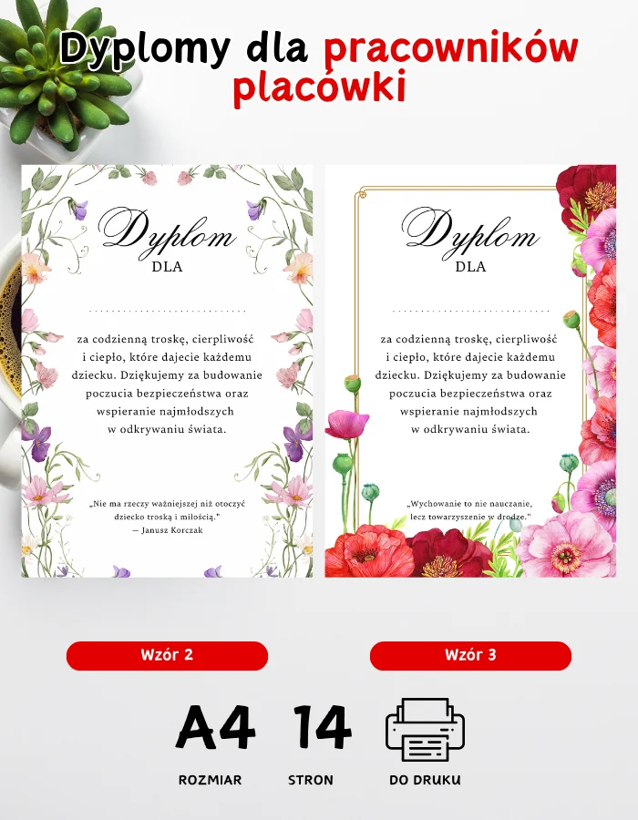 Dyplomy dla pracowników placówki Dyplomy dla pracowników placówki