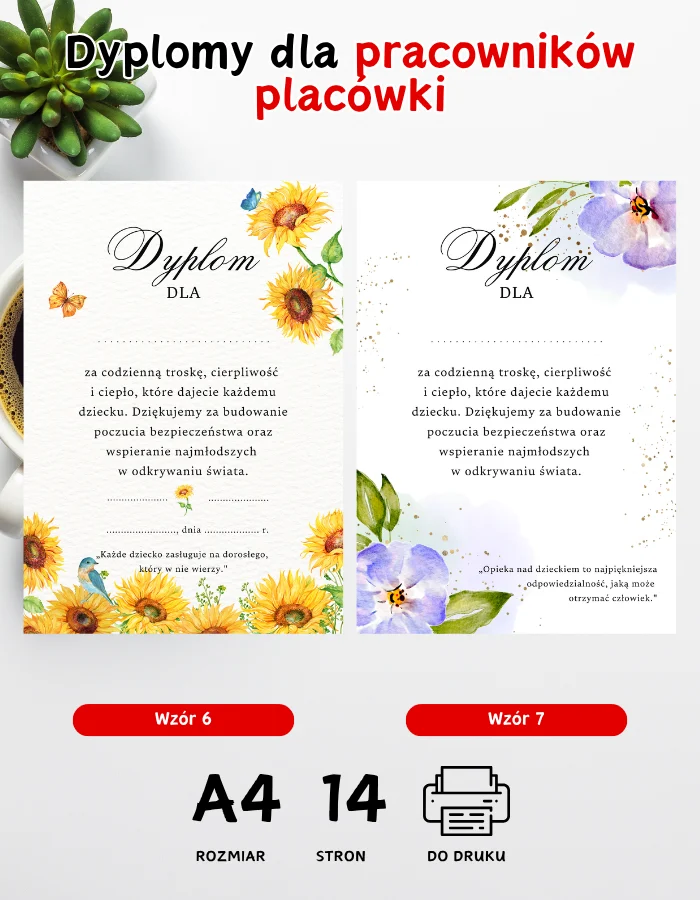 Dyplomy dla pracowników placówki Dyplomy dla pracowników placówki