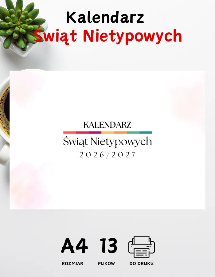 Kalendarz Świąt Nietypowych 2026/2027 minimalistyczny poziomy