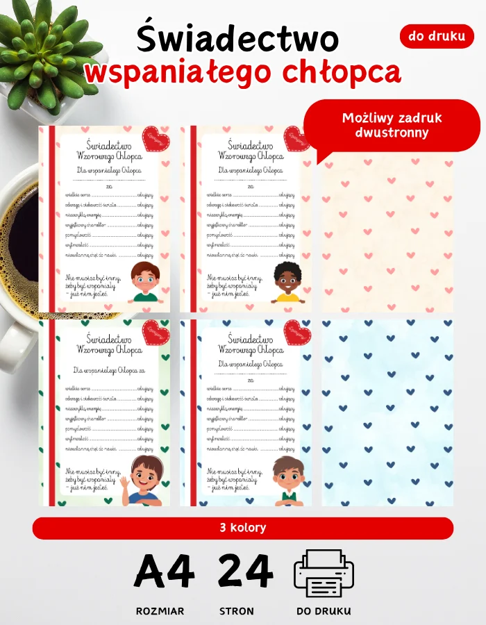 Świadectwa wspaniałego chłopca - dyplom Świadectwa wspaniałego chłopca