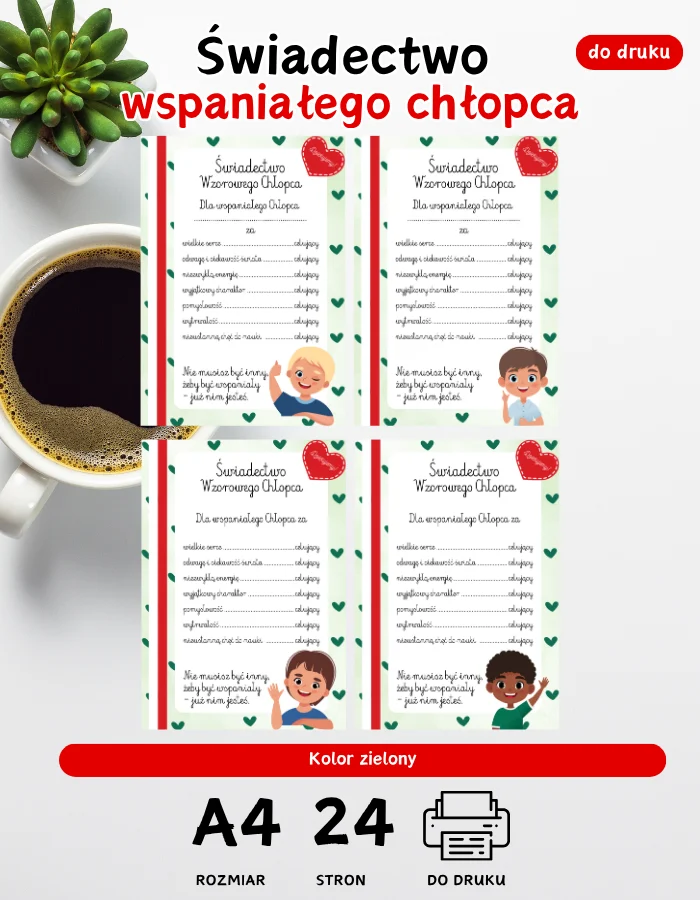 Świadectwa wspaniałego chłopca - dyplom Świadectwa wspaniałego chłopca