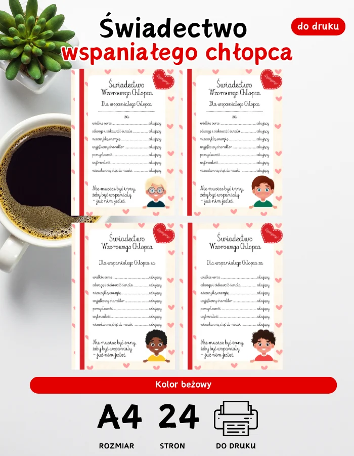 Świadectwa wspaniałego chłopca - dyplom Świadectwa wspaniałego chłopca