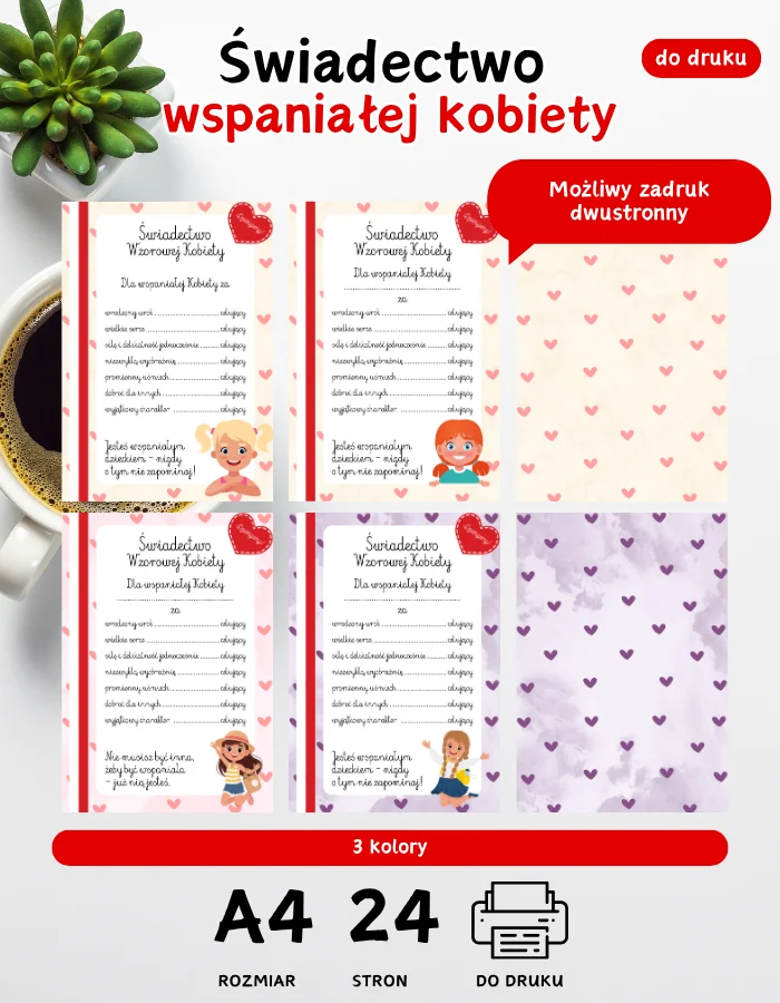 Świadectwa wspaniałej kobiety - dyplom Świadectwa wspaniałej kobiety