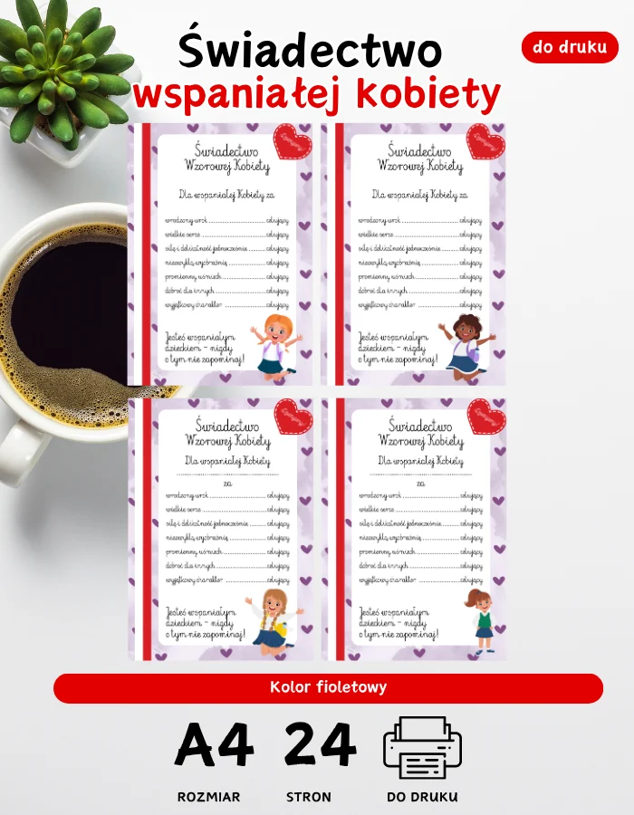 Świadectwa wspaniałej kobiety - dyplom Świadectwa wspaniałej kobiety