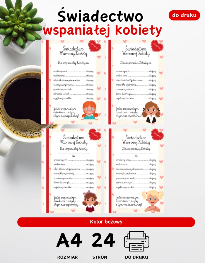 Świadectwa wspaniałej kobiety - dyplom Świadectwa wspaniałej kobiety