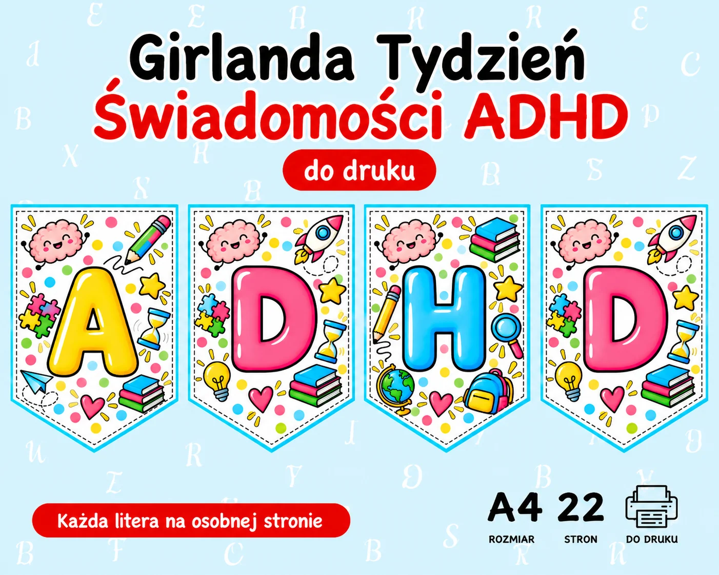 Girlanda Tydzień Świadomości ADHD Girlanda Tydzień Świadomości ADHD