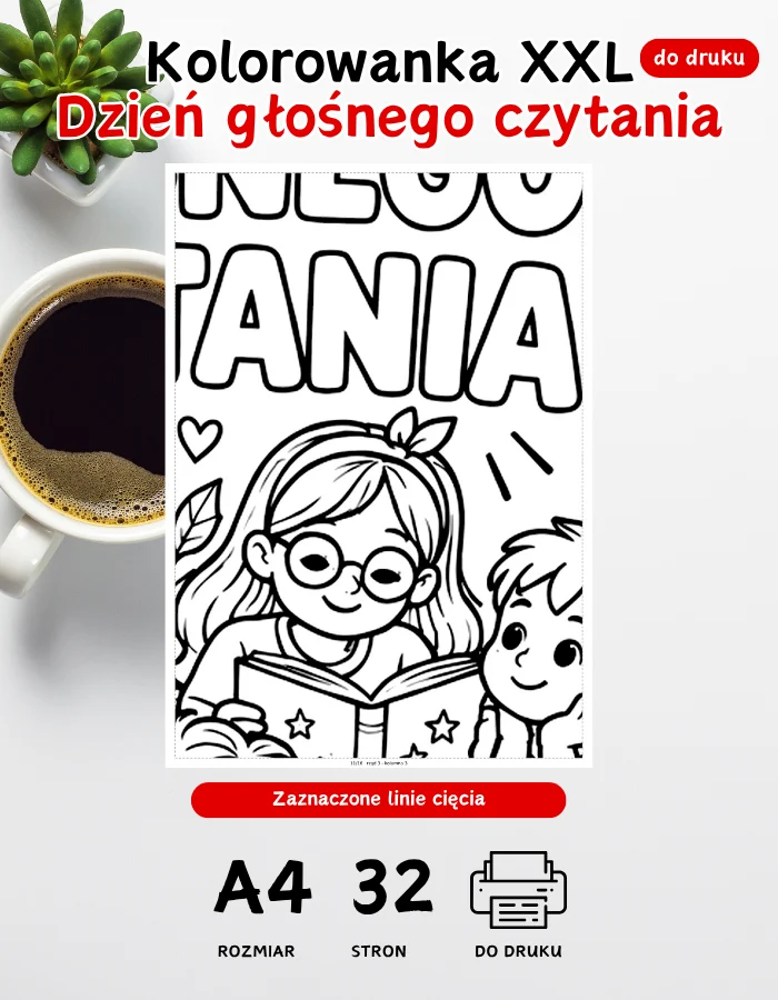 Kolorowanka XXL Ogólnopolski Dzień głośnego czytania Kolorowanka XXL Ogólnopolski Dzień głośnego czytania