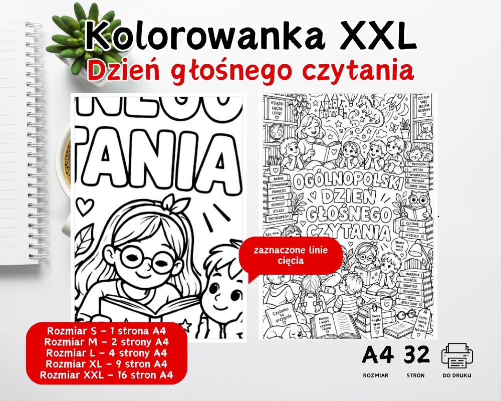 Kolorowanka XXL Ogólnopolski Dzień głośnego czytania Kolorowanka XXL Ogólnopolski Dzień głośnego czytania