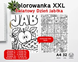 Kolorowanka XXL Światowy dzień jabłka