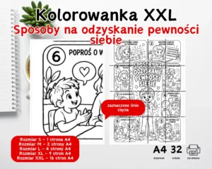 Kolorowanka XXL Sposoby na odzyskanie pewności siebie – emocje dzieci