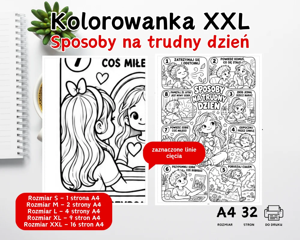 Kolorowanka XXL Sposoby na trudny dzień – emocje dzieci