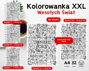 Kolorowanka XXL wesołych świąt