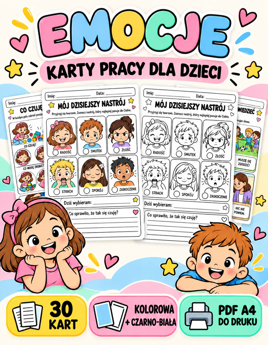 Wizualne karty pracy – Emocje – 30 kart Wizualne karty pracy - emocje