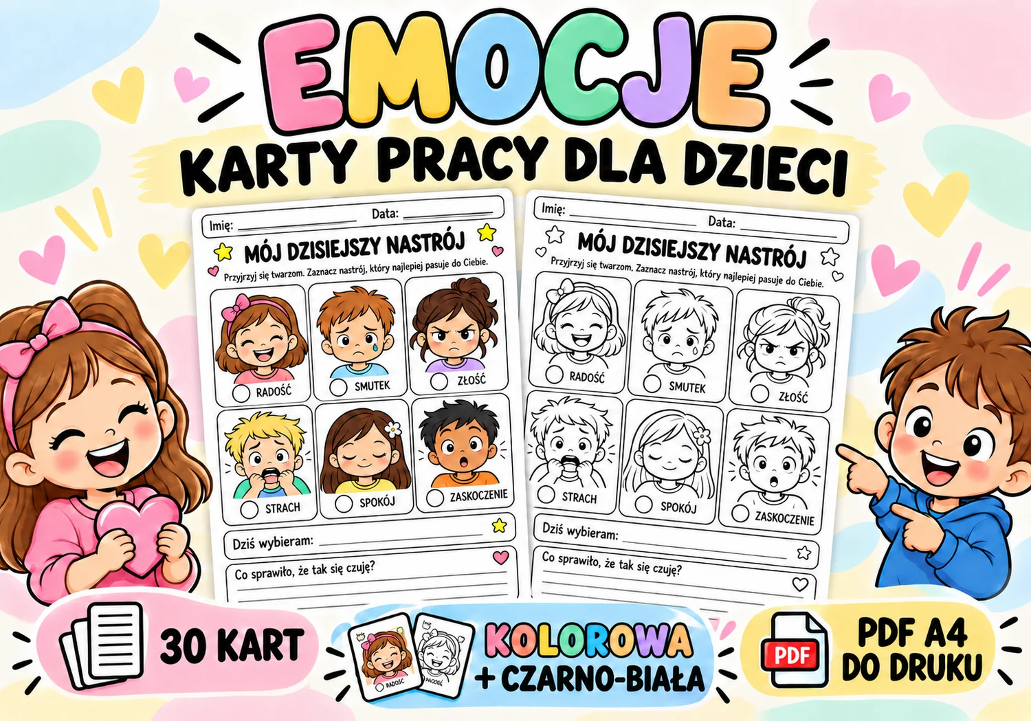 Wizualne karty pracy – Emocje – 30 kart