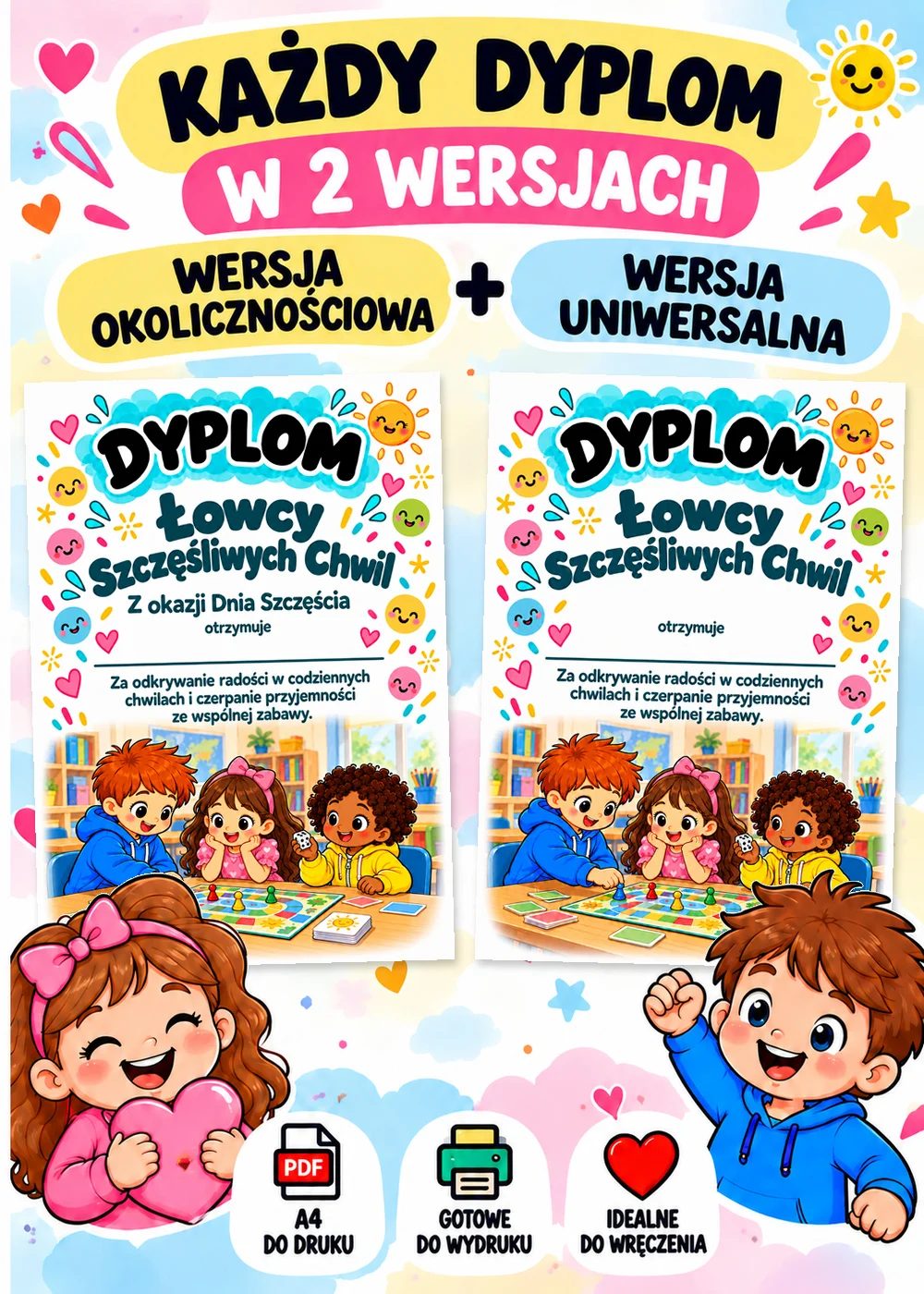 Dyplomy na Dzień szczęścia – 10 wzorów Dyplomy na Dzień szczęścia