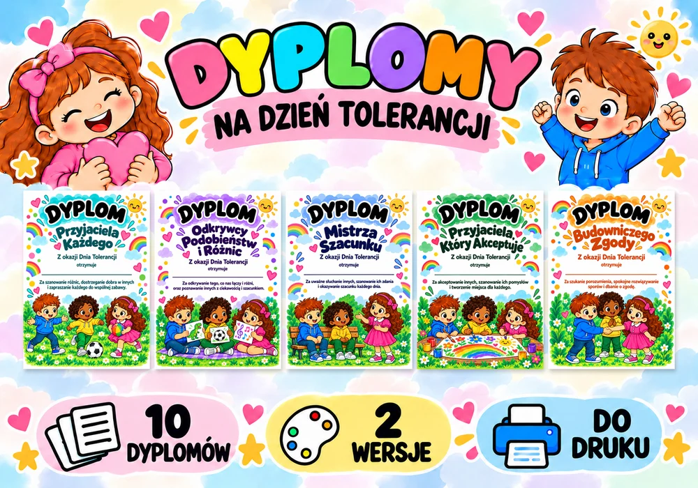 Dyplomy na Dzień Tolerancji – 10 wzorów Dyplomy na Dzień Tolerancji