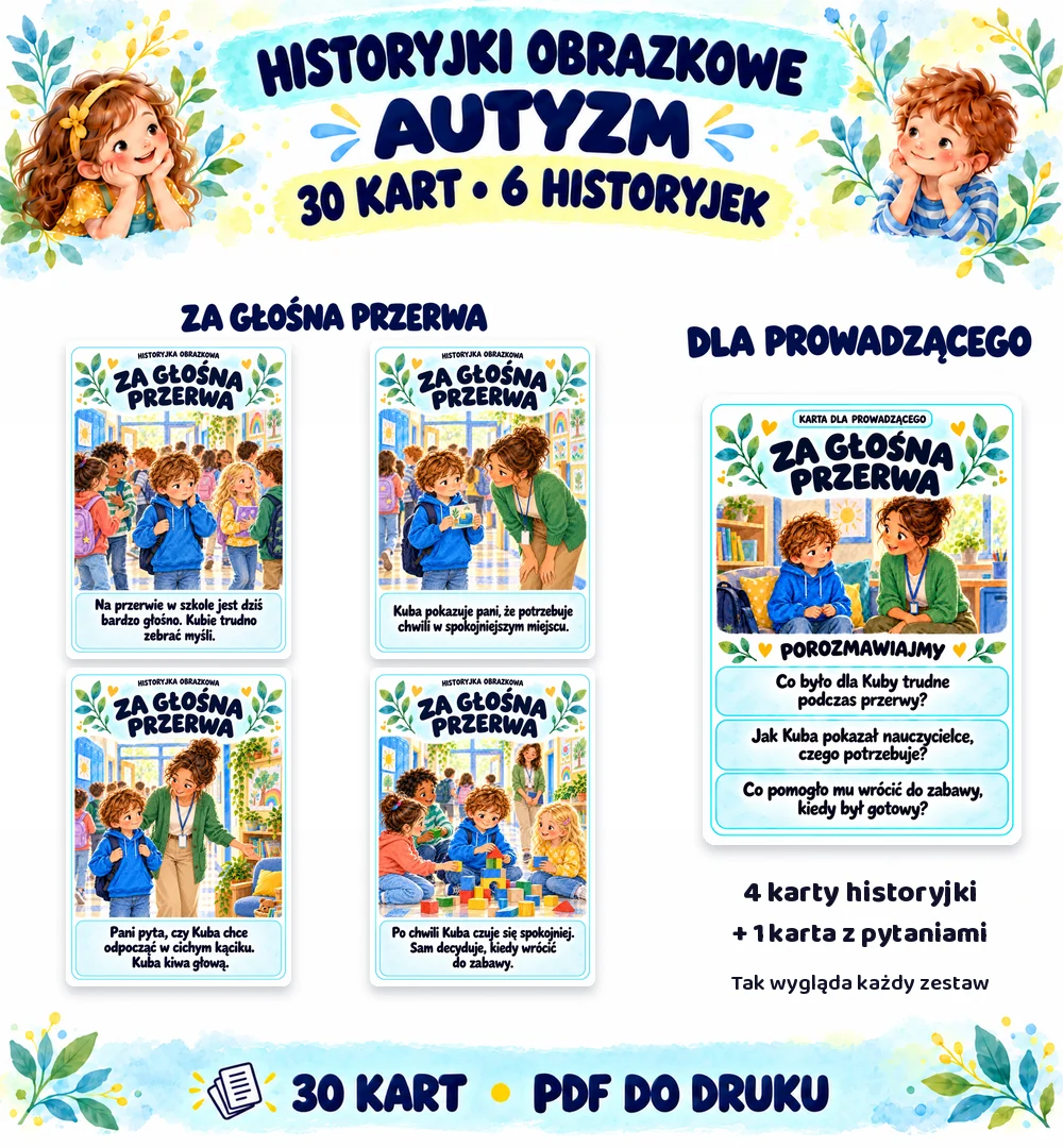 Historyjki obrazkowe – autyzm – 30 kart Historyjki obrazkowe – autyzm
