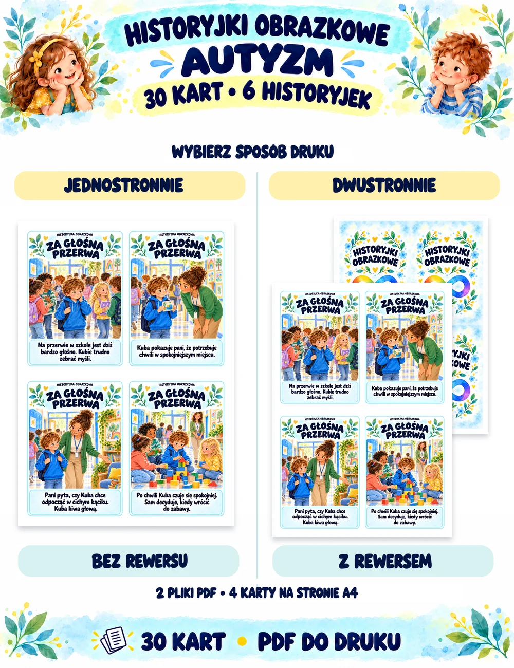 Historyjki obrazkowe – autyzm – 30 kart Historyjki obrazkowe – autyzm
