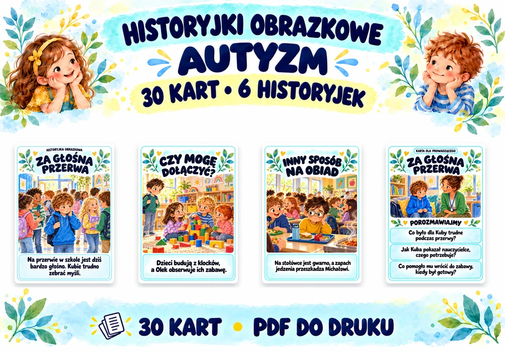 Historyjki obrazkowe – autyzm – 30 kart Historyjki obrazkowe – autyzm