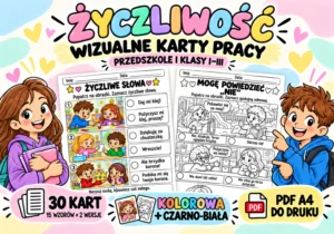 Wizualne karty pracy – życzliwość dla klas I–III - 30 kart